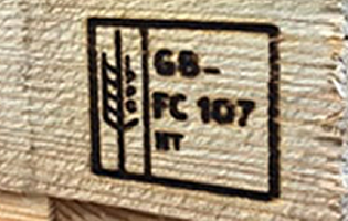 ISPM 15 heat treatment mark on a Euro pallet